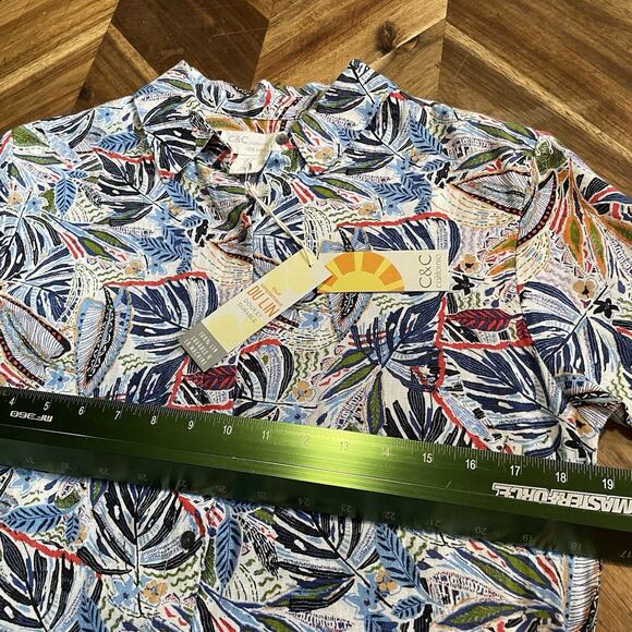 C&C California Shirt Dress Linen Botanical Button Up Short Sleeve Small New‎ - Picture 5 of 8